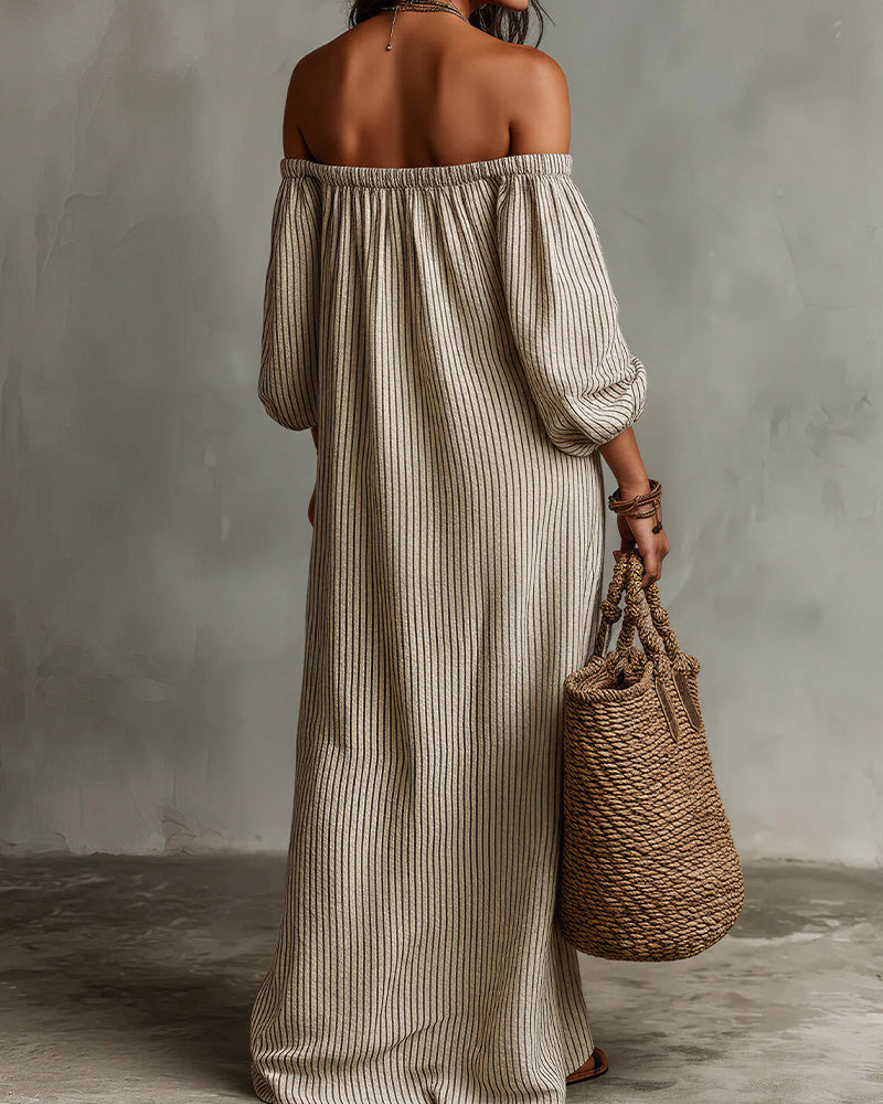 Willluxe® Striped Off-Shoulder Resort Maxi Dress