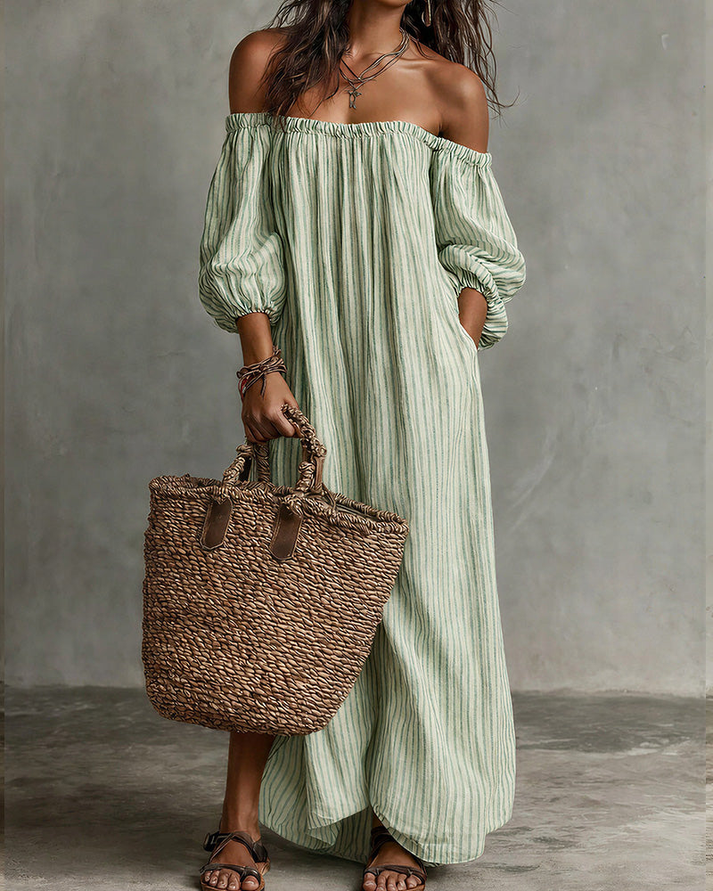 Willluxe® Striped Off-Shoulder Resort Maxi Dress