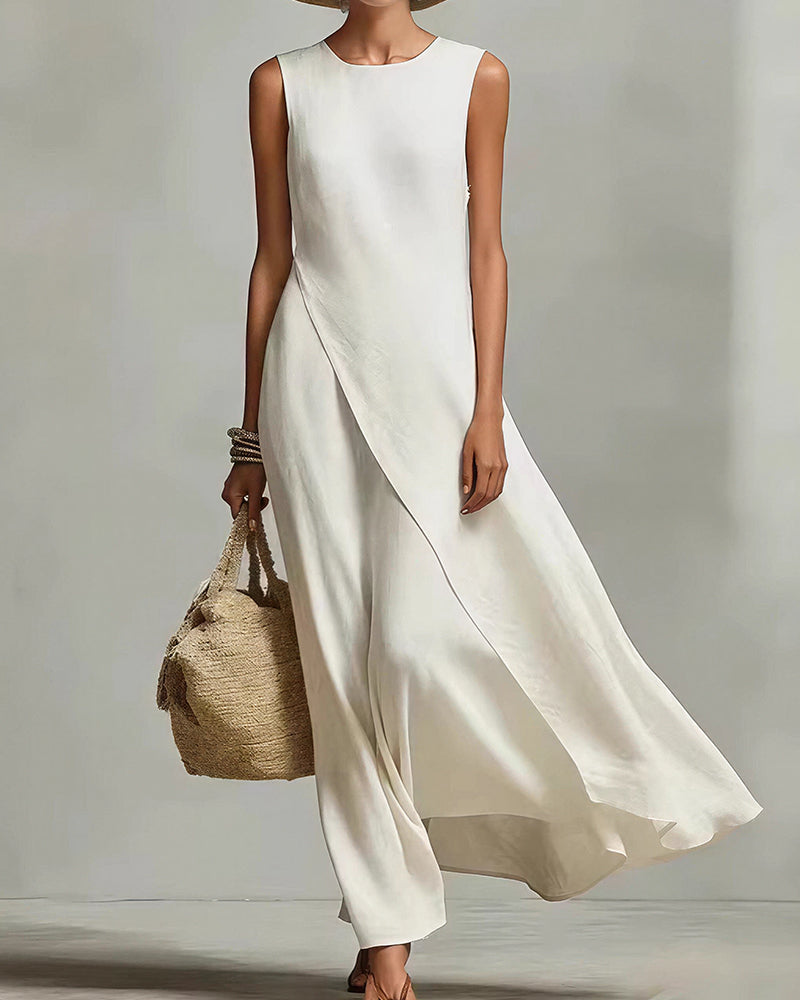 Willluxe® Asymmetric Hem Sleeveless Maxi Dress
