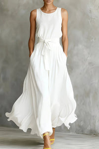 Willluxe® Sleeveless Tie-Waist Flowy Maxi Dress