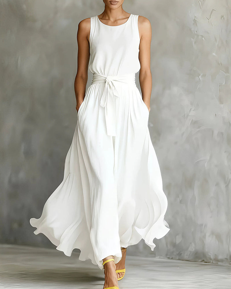 Willluxe® Sleeveless Tie-Waist Flowy Maxi Dress