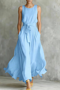 Willluxe® Sleeveless Tie-Waist Flowy Maxi Dress