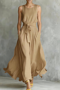 Willluxe® Sleeveless Tie-Waist Flowy Maxi Dress
