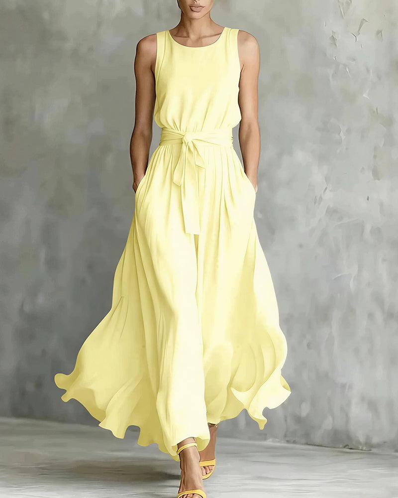 Willluxe® Sleeveless Tie-Waist Flowy Maxi Dress