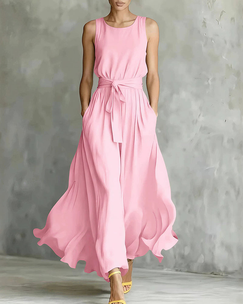 Willluxe® Sleeveless Tie-Waist Flowy Maxi Dress