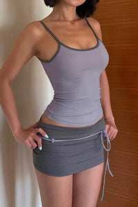 Willluxe® Fitted Tank Lace-Up Mini Skirt Set