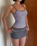 Willluxe® Fitted Tank Lace-Up Mini Skirt Set
