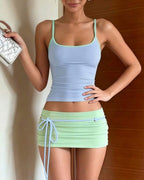 Willluxe® Fitted Tank Lace-Up Mini Skirt Set