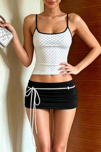 Willluxe® Fitted Tank Lace-Up Mini Skirt Set