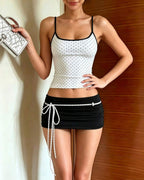Willluxe® Fitted Tank Lace-Up Mini Skirt Set