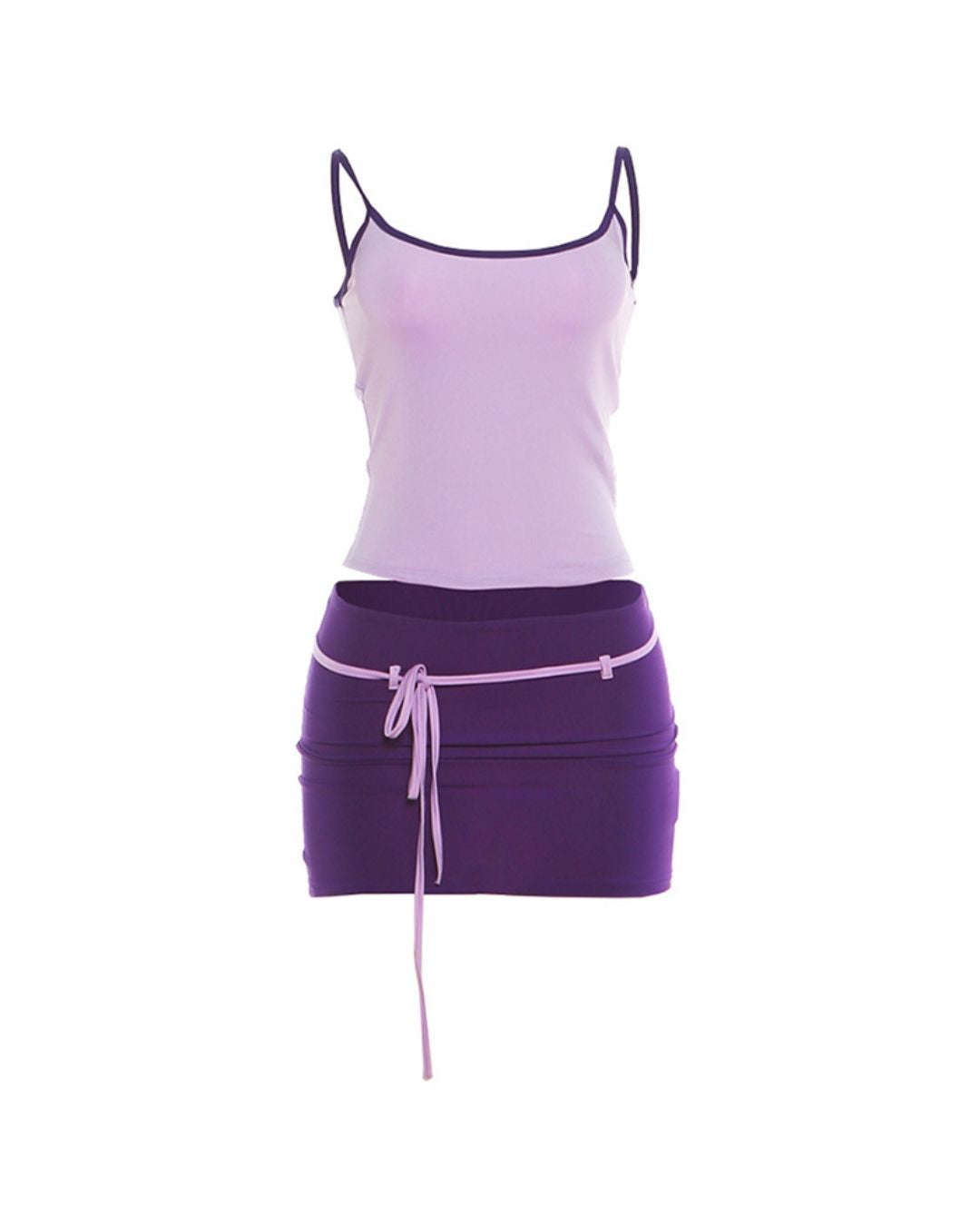 Willluxe® Fitted Tank Lace-Up Mini Skirt Set