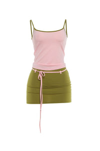Willluxe® Fitted Tank Lace-Up Mini Skirt Set
