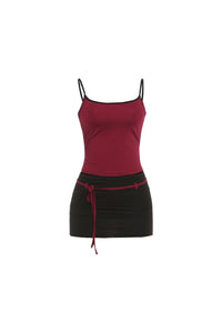 Willluxe® Fitted Tank Lace-Up Mini Skirt Set