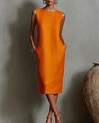 Willluxe® Sleeveless Crew Neck Midi Dress