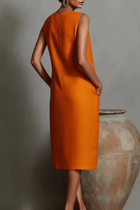 Willluxe® Sleeveless Crew Neck Midi Dress
