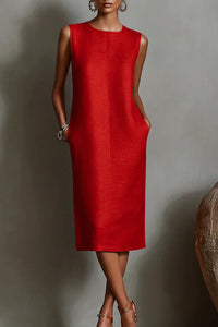 Willluxe® Sleeveless Crew Neck Midi Dress