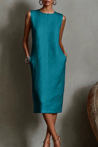 Willluxe® Sleeveless Crew Neck Midi Dress