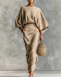 Willluxe® Effortless Elegance Two-Piece Draped Maxi Skirt Set