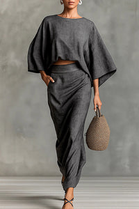 Willluxe® Effortless Elegance Two-Piece Draped Maxi Skirt Set