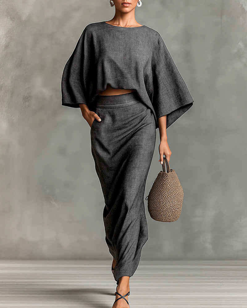 Willluxe® Effortless Elegance Two-Piece Draped Maxi Skirt Set