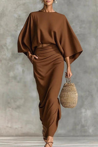 Willluxe® Effortless Elegance Two-Piece Draped Maxi Skirt Set