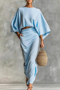 Willluxe® Effortless Elegance Two-Piece Draped Maxi Skirt Set