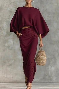 Willluxe® Effortless Elegance Two-Piece Draped Maxi Skirt Set