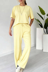 Willluxe® Casual 2-Piece Lounge Set - Short Sleeve Top & Wide Leg Pants