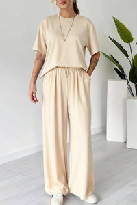 Willluxe® Casual 2-Piece Lounge Set - Short Sleeve Top & Wide Leg Pants