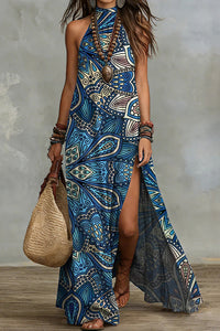 Willluxe® Boho Halter Neck High Slit Maxi Dress