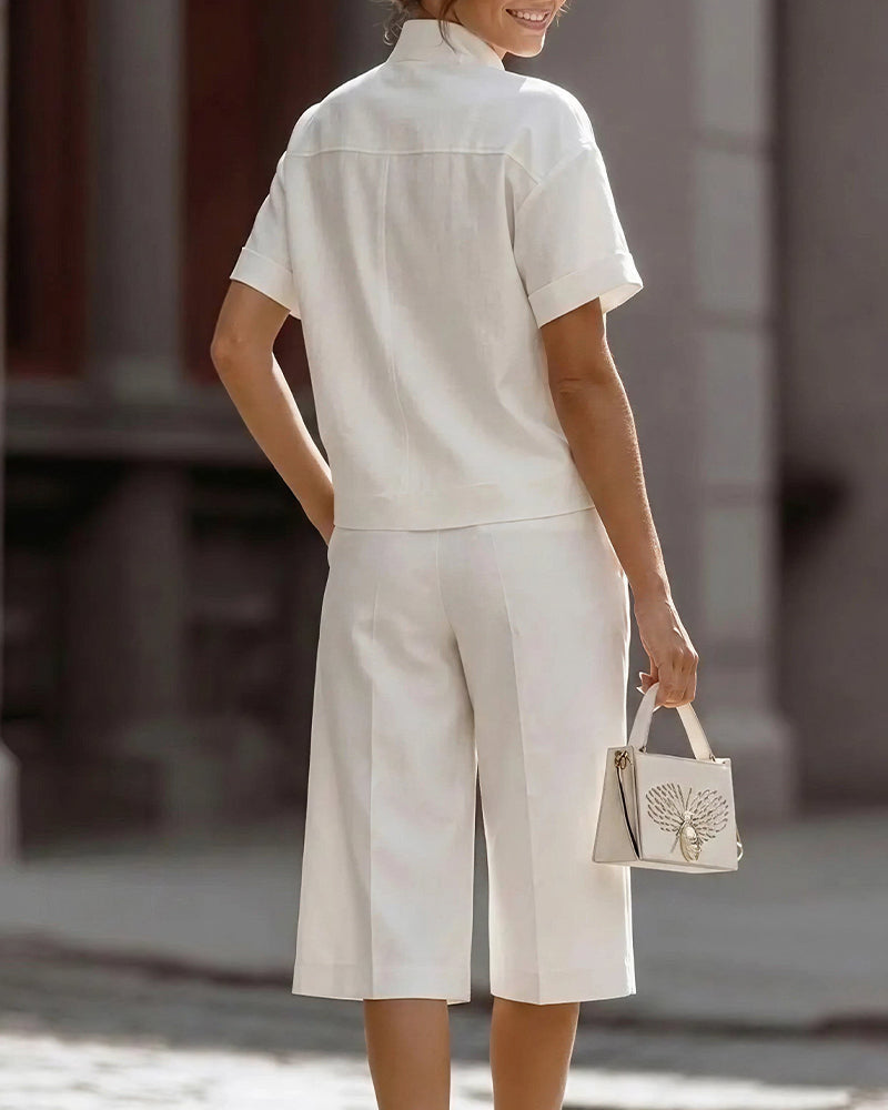 Willluxe® Short Sleeve Top & Cropped Pants Elegance Lounge Set