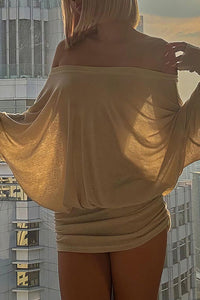 Willluxe® Off-Shoulder Draped Dolman Sleeve Bodycon Mini Dress