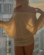Willluxe® Off-Shoulder Draped Dolman Sleeve Bodycon Mini Dress