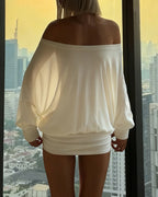 Willluxe® Off-Shoulder Draped Dolman Sleeve Bodycon Mini Dress