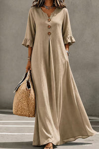 Willluxe® Effortless Boho V-Neck Ruffle Sleeve Maxi Dress