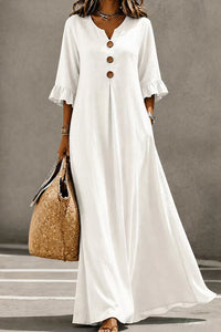 Willluxe® Effortless Boho V-Neck Ruffle Sleeve Maxi Dress