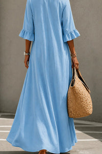Willluxe® Effortless Boho V-Neck Ruffle Sleeve Maxi Dress
