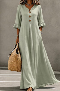 Willluxe® Effortless Boho V-Neck Ruffle Sleeve Maxi Dress