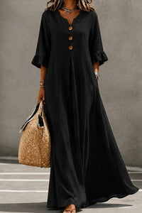 Willluxe® Effortless Boho V-Neck Ruffle Sleeve Maxi Dress