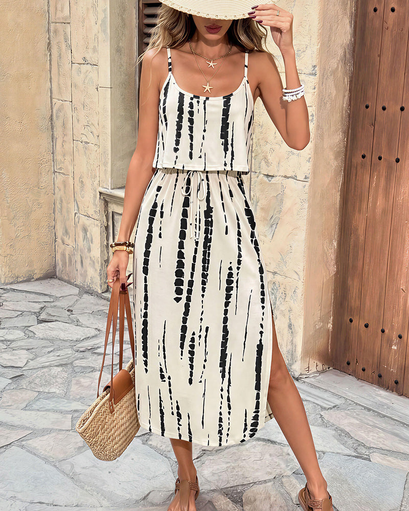 Willluxe® Tie-Dye Midi Slip Dress With Side Slit