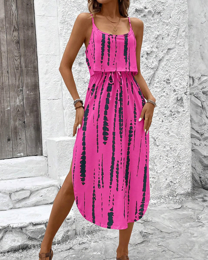 Willluxe® Tie-Dye Midi Slip Dress With Side Slit