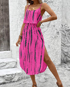 Willluxe® Tie-Dye Midi Slip Dress With Side Slit