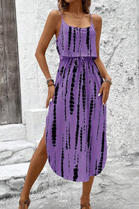 Willluxe® Tie-Dye Midi Slip Dress With Side Slit