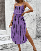 Willluxe® Tie-Dye Midi Slip Dress With Side Slit