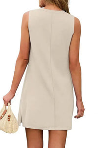 Willluxe® Sleeveless Crew Neck Side Slit Mini Dress