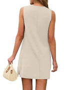 Willluxe® Sleeveless Crew Neck Side Slit Mini Dress