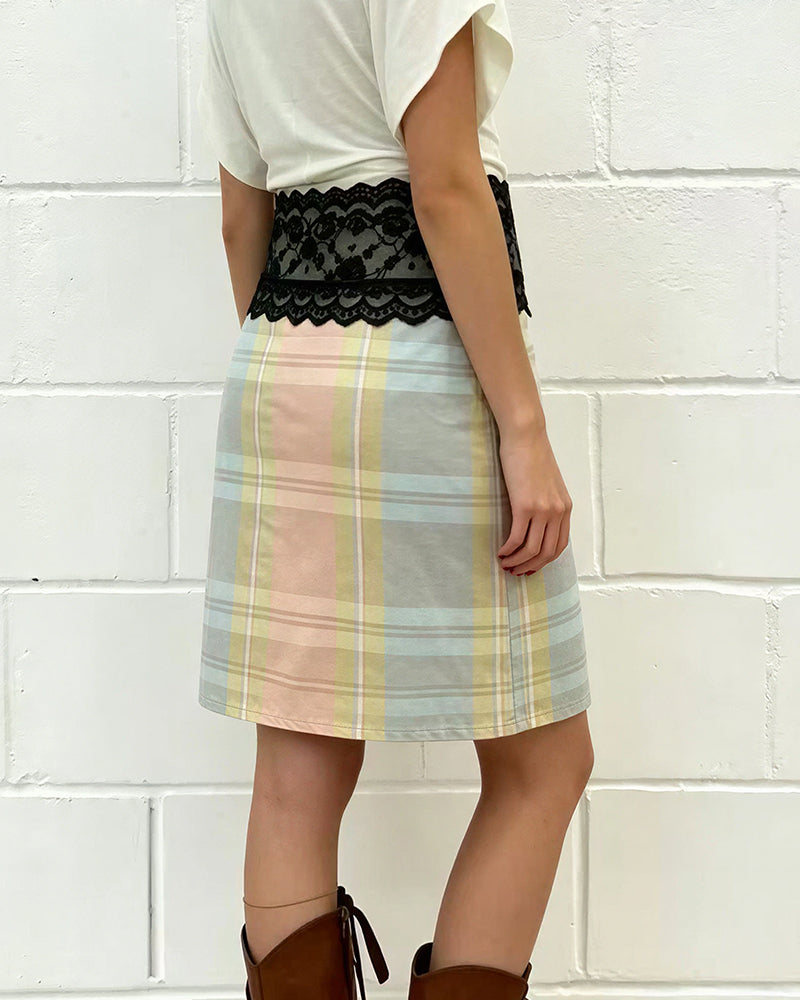 Willluxe® Vintage Lace Trim Layering Midi Skirt