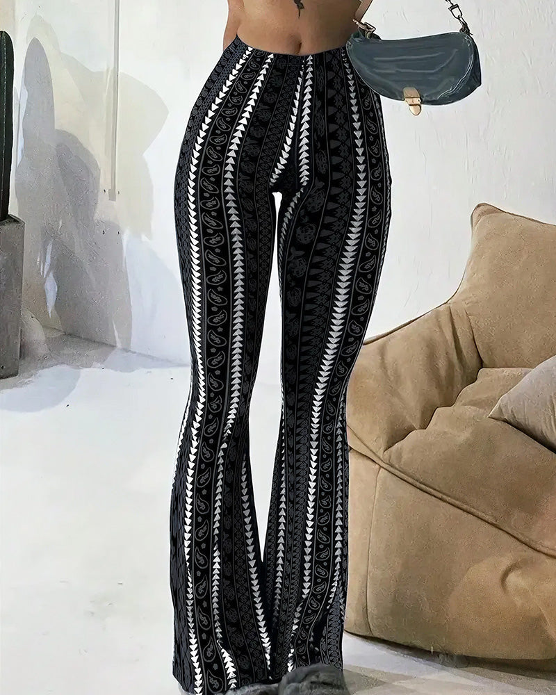 Willluxe® Boho Paisley High-Waisted Flared Yoga Pants