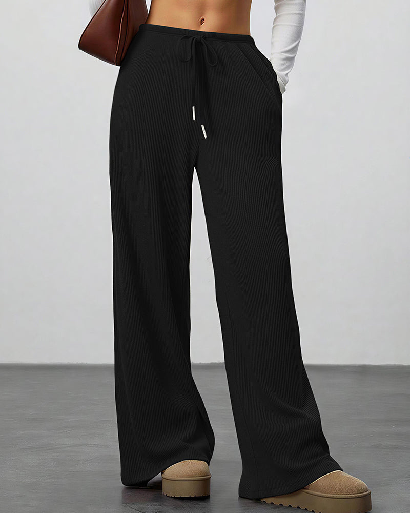 Willluxe® Drape Wide Leg Drawstring Lounge Pants