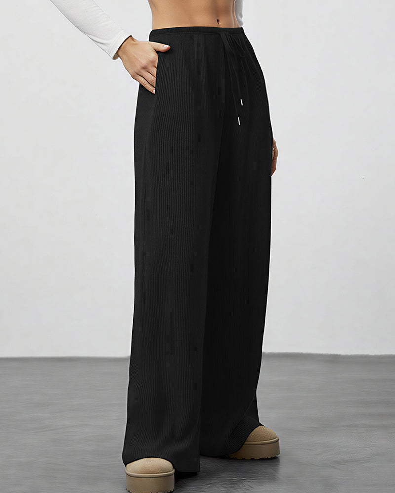 Willluxe® Drape Wide Leg Drawstring Lounge Pants